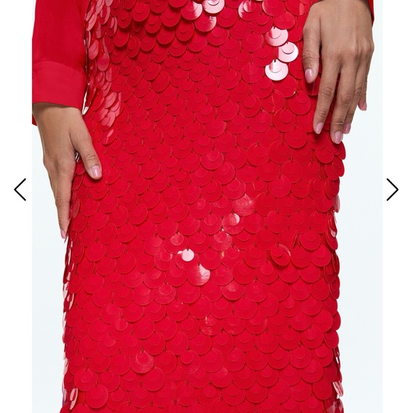 Alice And Olivia FIFI PAILLETTE MIDI SKIRT. Red Sequin Size 6. - Picture 4 of 11